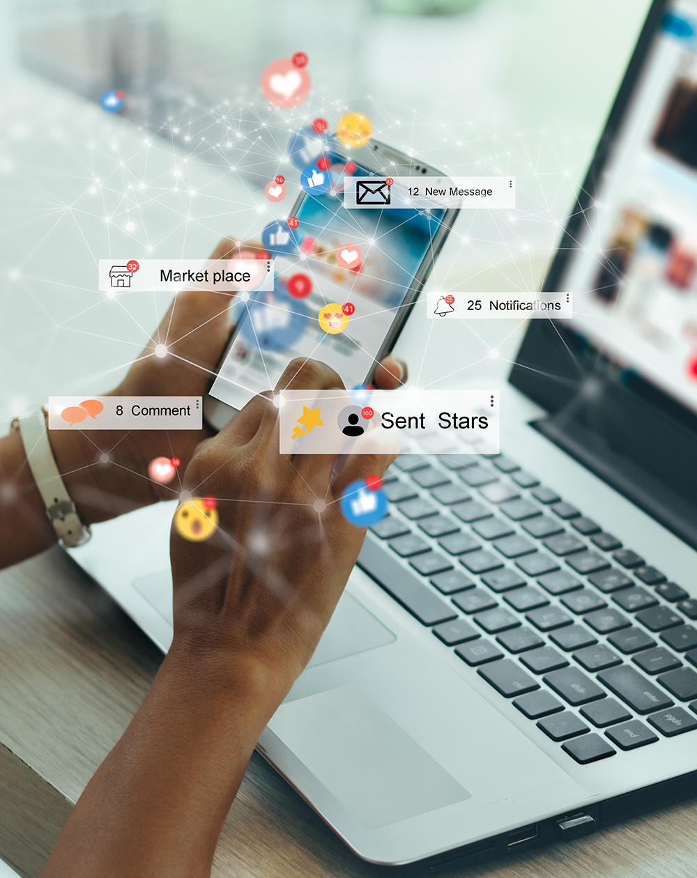 people using smart phone ,Social, media, Marketing concept